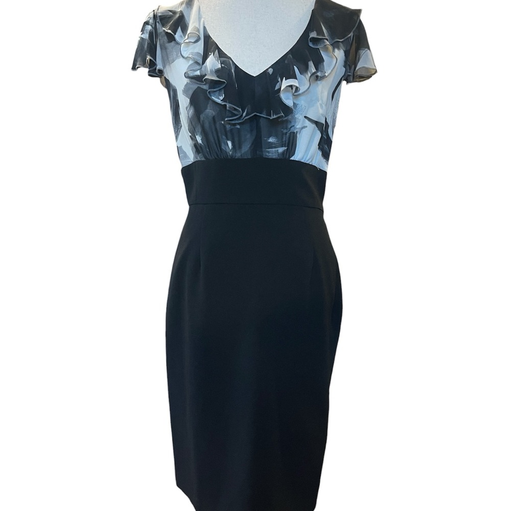 White House Black Market Black and Gray Midi Dress